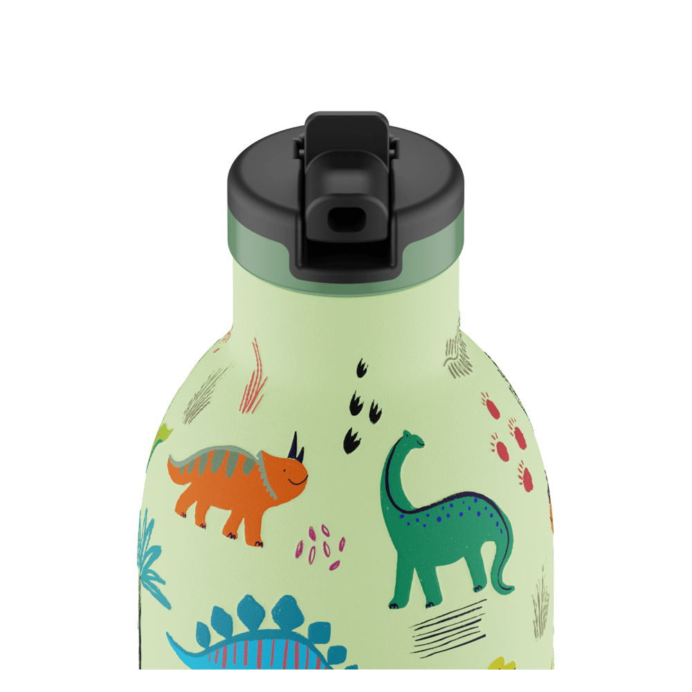 24Bottles Kids Bottle Pipetli Paslanmaz Çelik Termos 330 ml, Jurassic Friends
