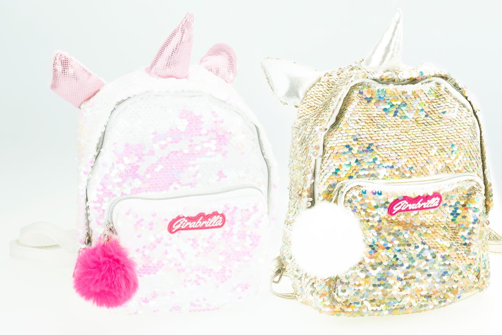 Payetli Sırt Çantası Unicorn, Açık Pembe