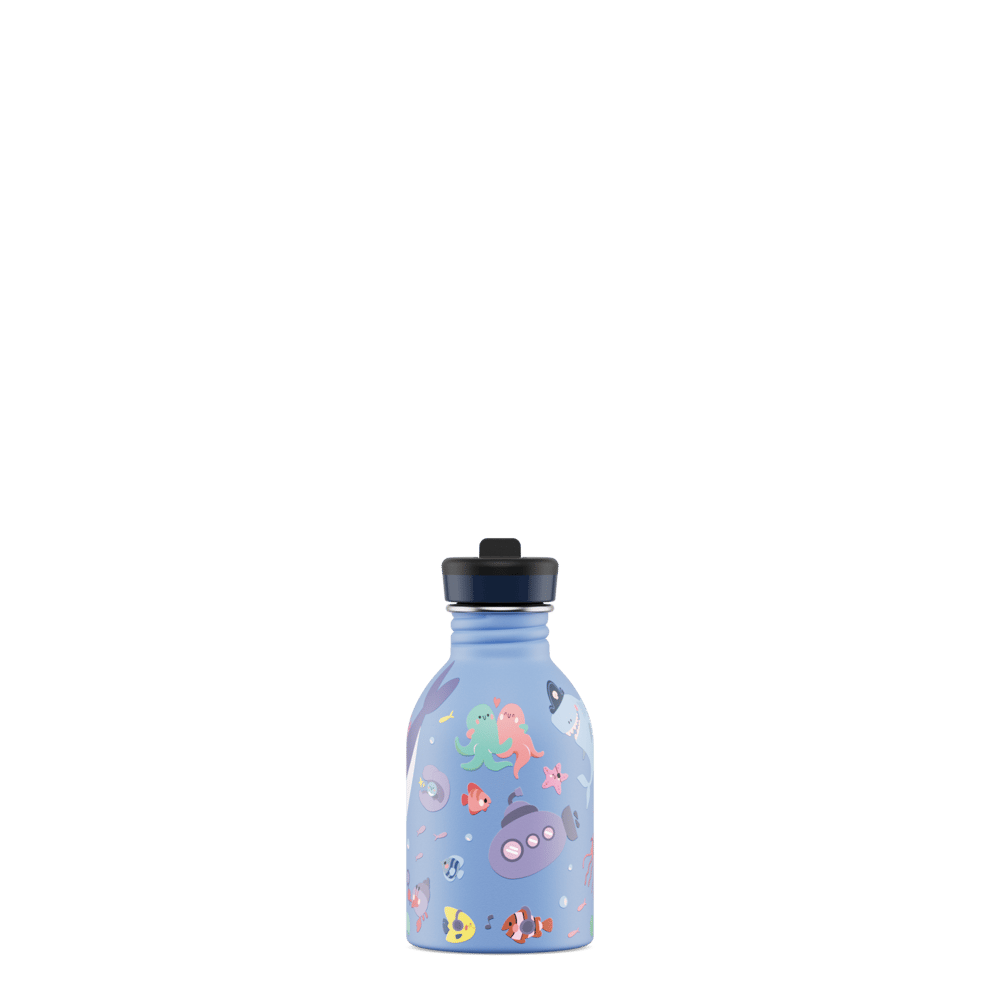 24Bottles Kids Bottle Pipetli Paslanmaz Çelik Çocuk Su Matarası 250 ml, Ocean Friends