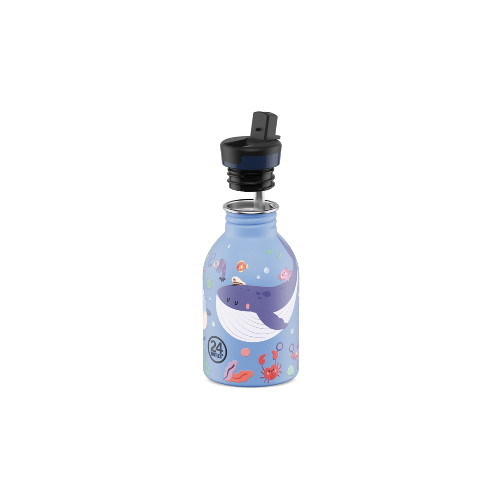 24Bottles Kids Bottle Pipetli Paslanmaz Çelik Çocuk Su Matarası 250 ml, Ocean Friends