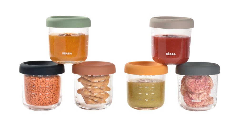 Bebek cam mama kavanozu 6lı set 250 ml, Sunrise color mix
