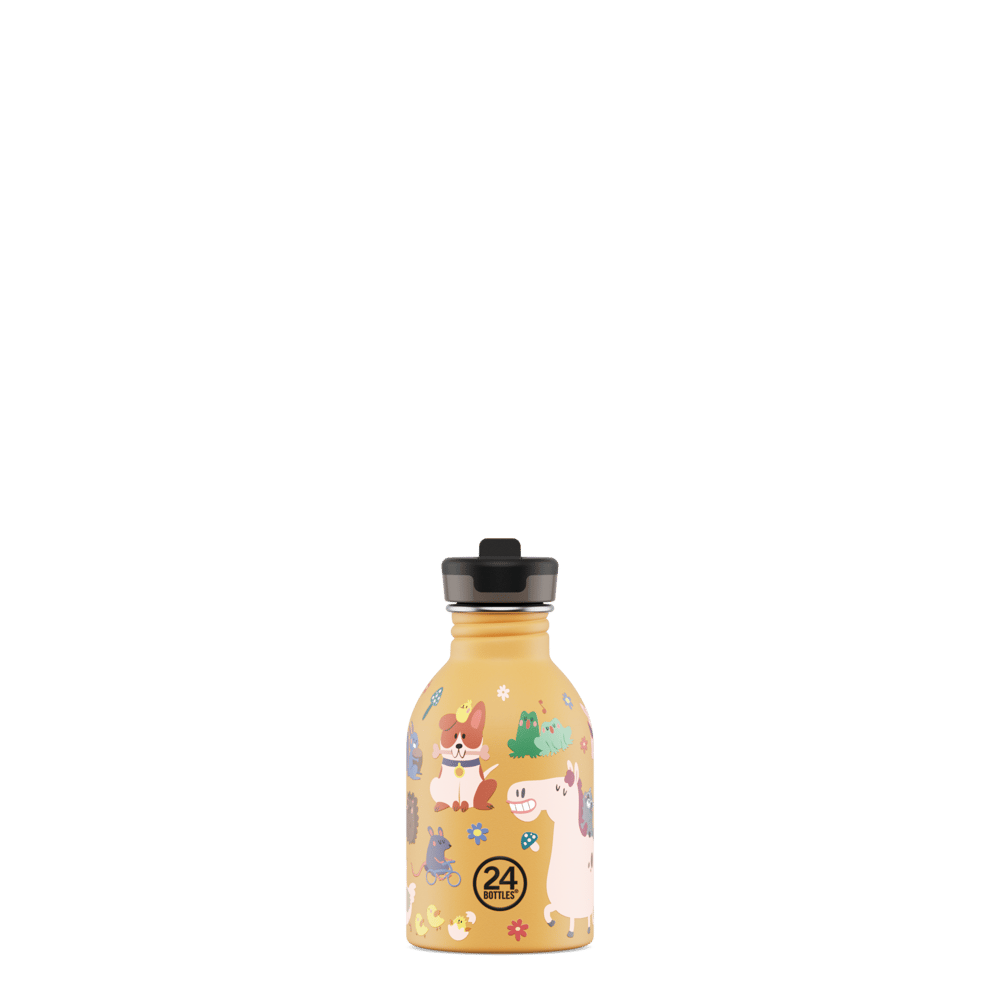 24Bottles Kids Bottle Pipetli Paslanmaz Çelik Çocuk Su Matarası 250 ml, Farm Friends
