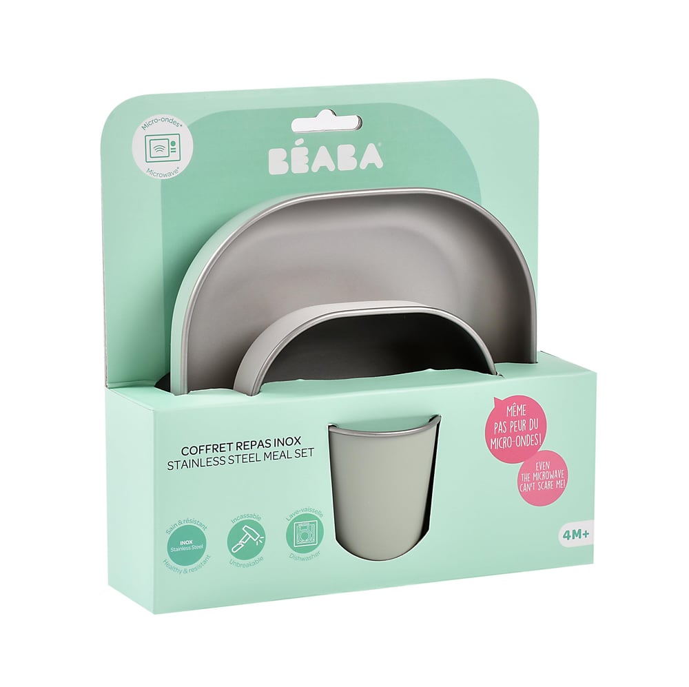 3lü Paslanmaz Çelik Beslenme seti, Sage green