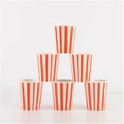 Meri Meri - Red Stripe Cups - Kırmızı Çizgili Bardaklar - 8li