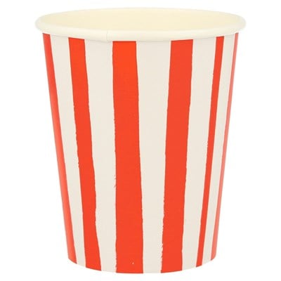Meri Meri - Red Stripe Cups - Kırmızı Çizgili Bardaklar - 8li