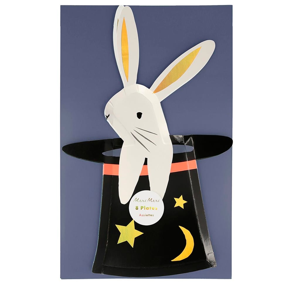 Meri Meri - Bunny In Hat Shaped Plates - Sihirbaz Şapkası Tabak