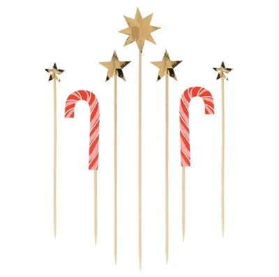Meri Meri - Christmas Honeycomb Cake Topper Set - Petekli Yeni Yıl Pasta Süsü Seti - 10 Parça