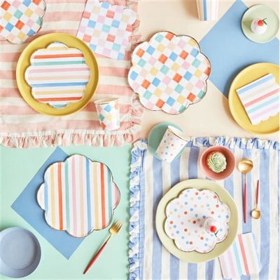Meri Meri - Colourful Pattern Large Napkins - Renkli Desenler Peçeteler - L - 16lı