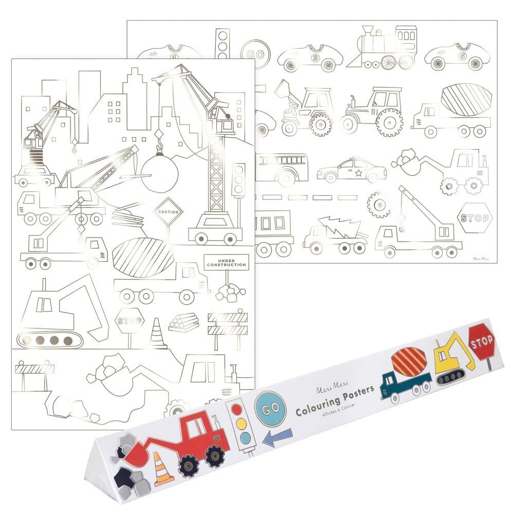 Meri Meri - Construction Colouring Posters - İnşaat Boyamalı Poster