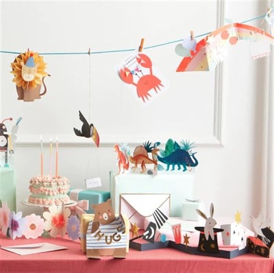 Meri Meri - Crab With Bunting Card - Yengeç Tebrik Kartı