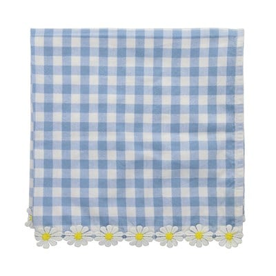 Meri Meri - Daisy Edge Gingham Napkins - Papatya Detaylı Pötikare Kumaş Peçeteler - 4lü