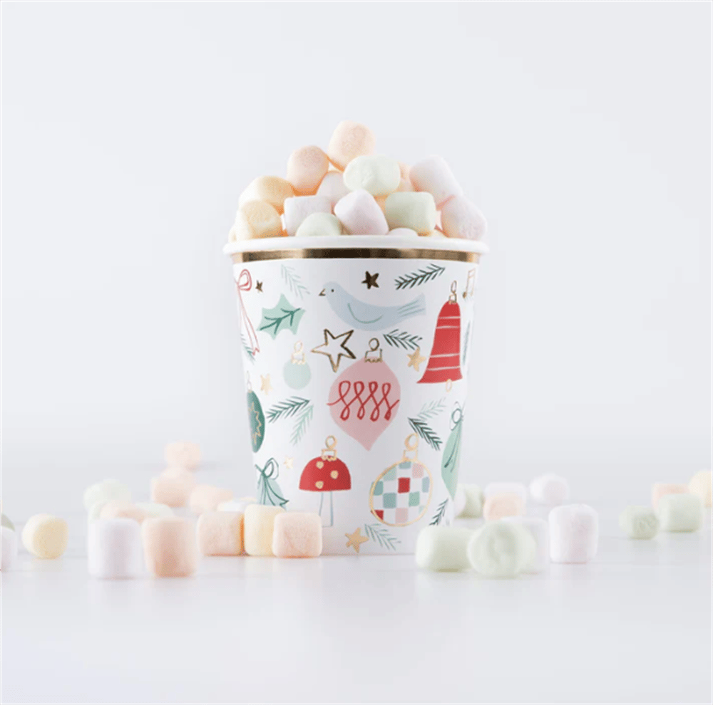 Meri Meri - Festive Pattern Cups - Yeni Yıl Bardaklar (8li)