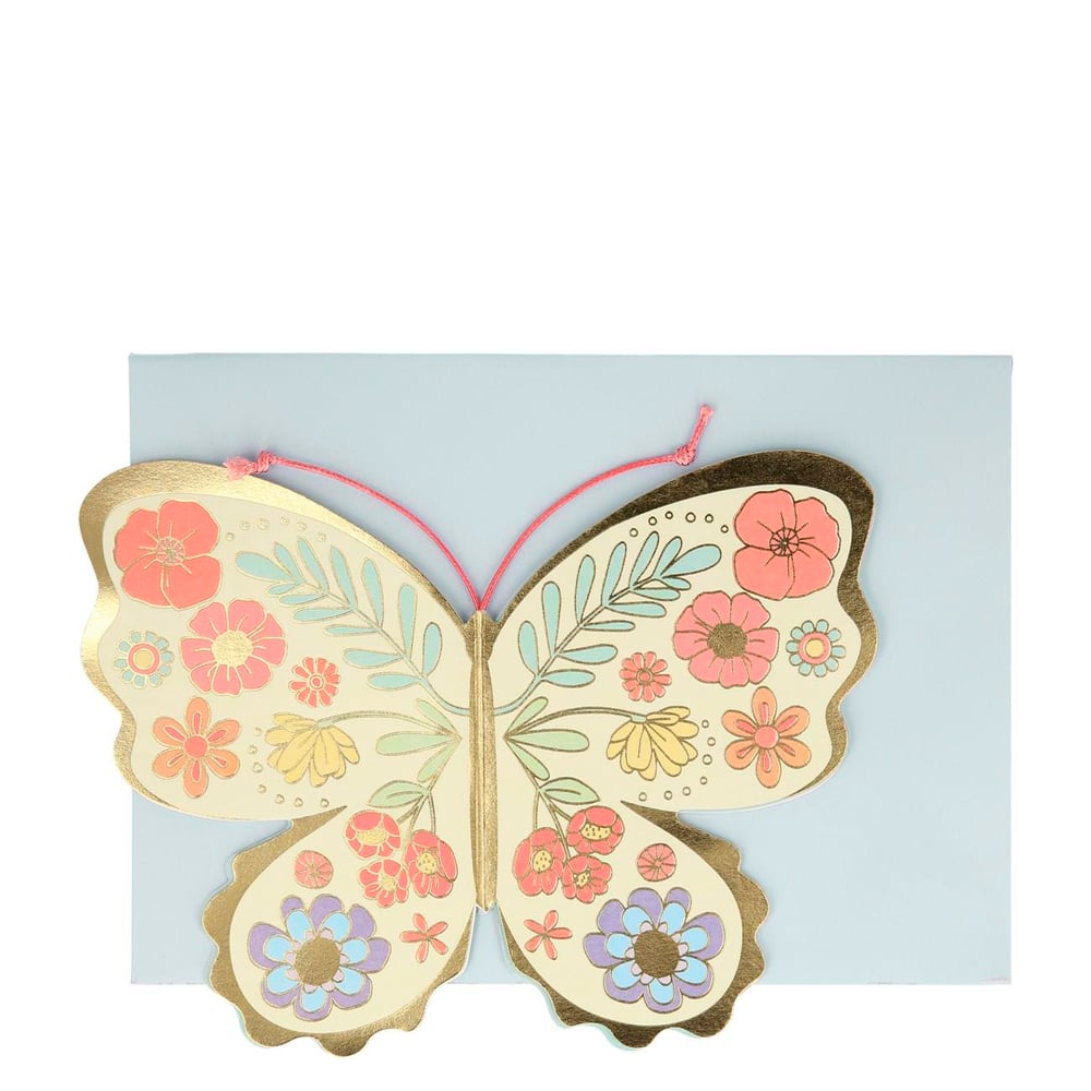 Meri Meri - Floral Butterfly Card - Çiçekli Kelebek Tebrik Kartı