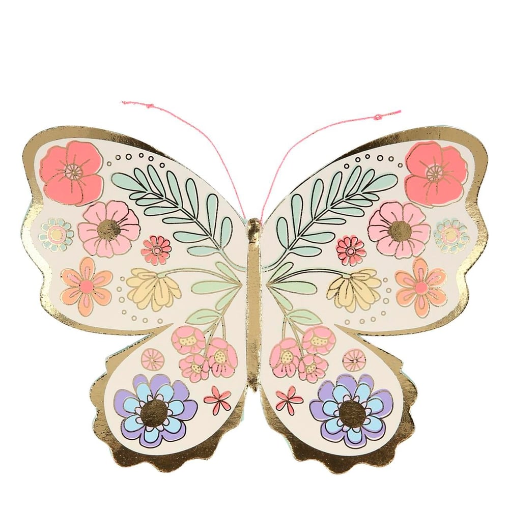 Meri Meri - Floral Butterfly Card - Çiçekli Kelebek Tebrik Kartı