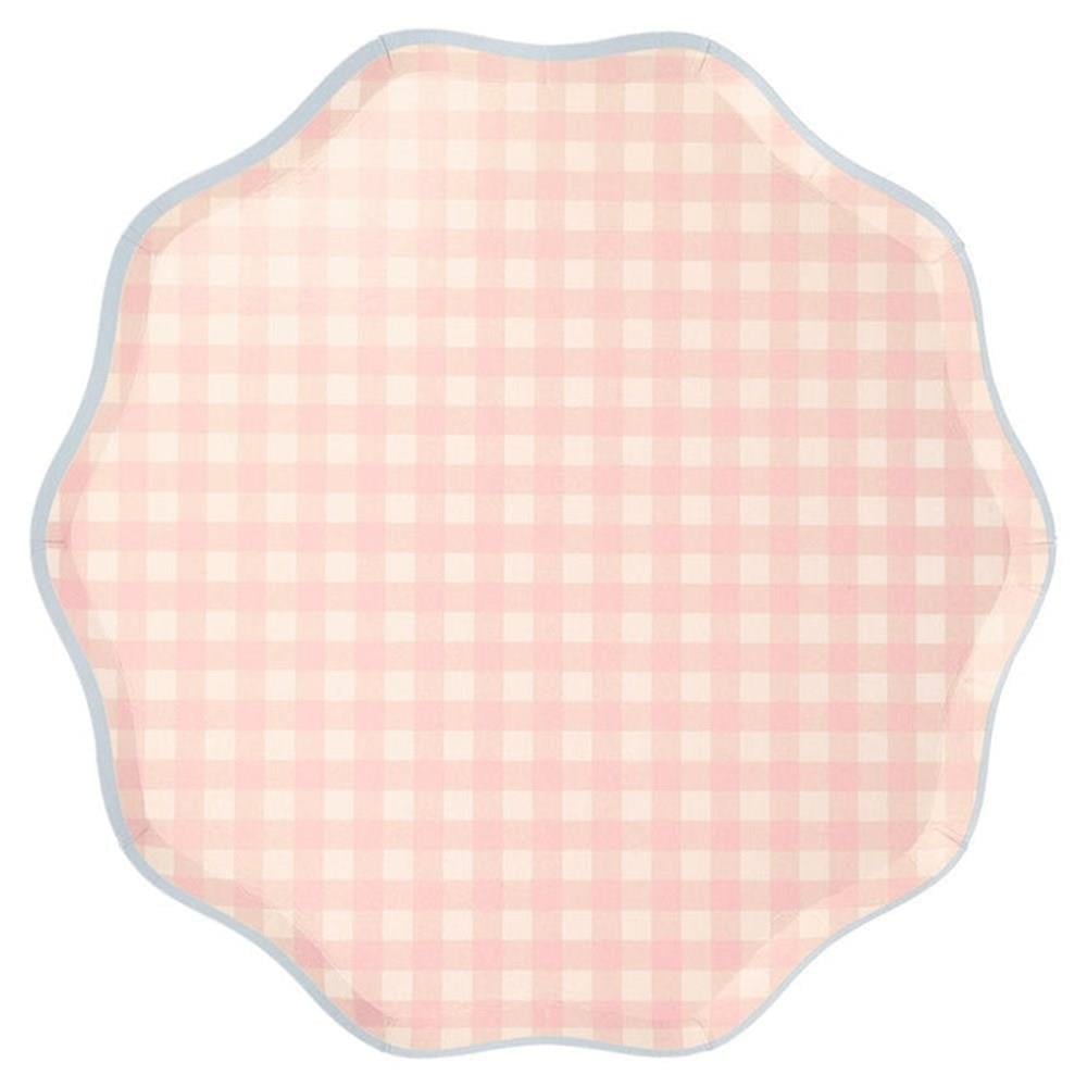 Meri Meri - Gingham Plates - Damalı Tabaklar - L - 12li