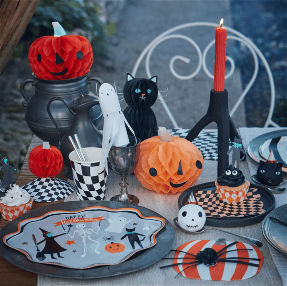 Meri Meri - Halloween Checker Cups - Cadılar Bayramı Damalı Bardaklar (8Li)