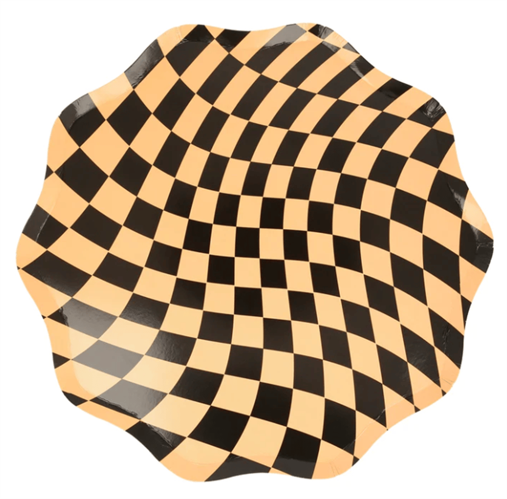 Meri Meri - Halloween Checker Dinner Plates - Cadılar Bayramı Damalı Tabaklar (8Li)