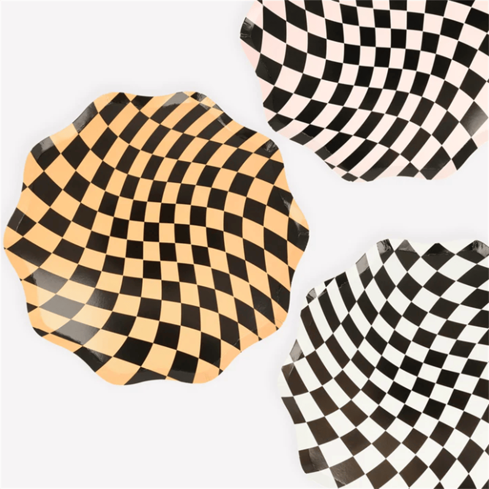 Meri Meri - Halloween Checker Dinner Plates - Cadılar Bayramı Damalı Tabaklar (8Li)