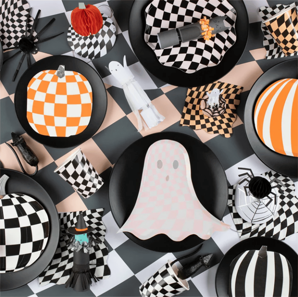 Meri Meri - Halloween Checker Large Napkins - Cadılar Bayramı Damalı Peçeteler (L) (16lı)