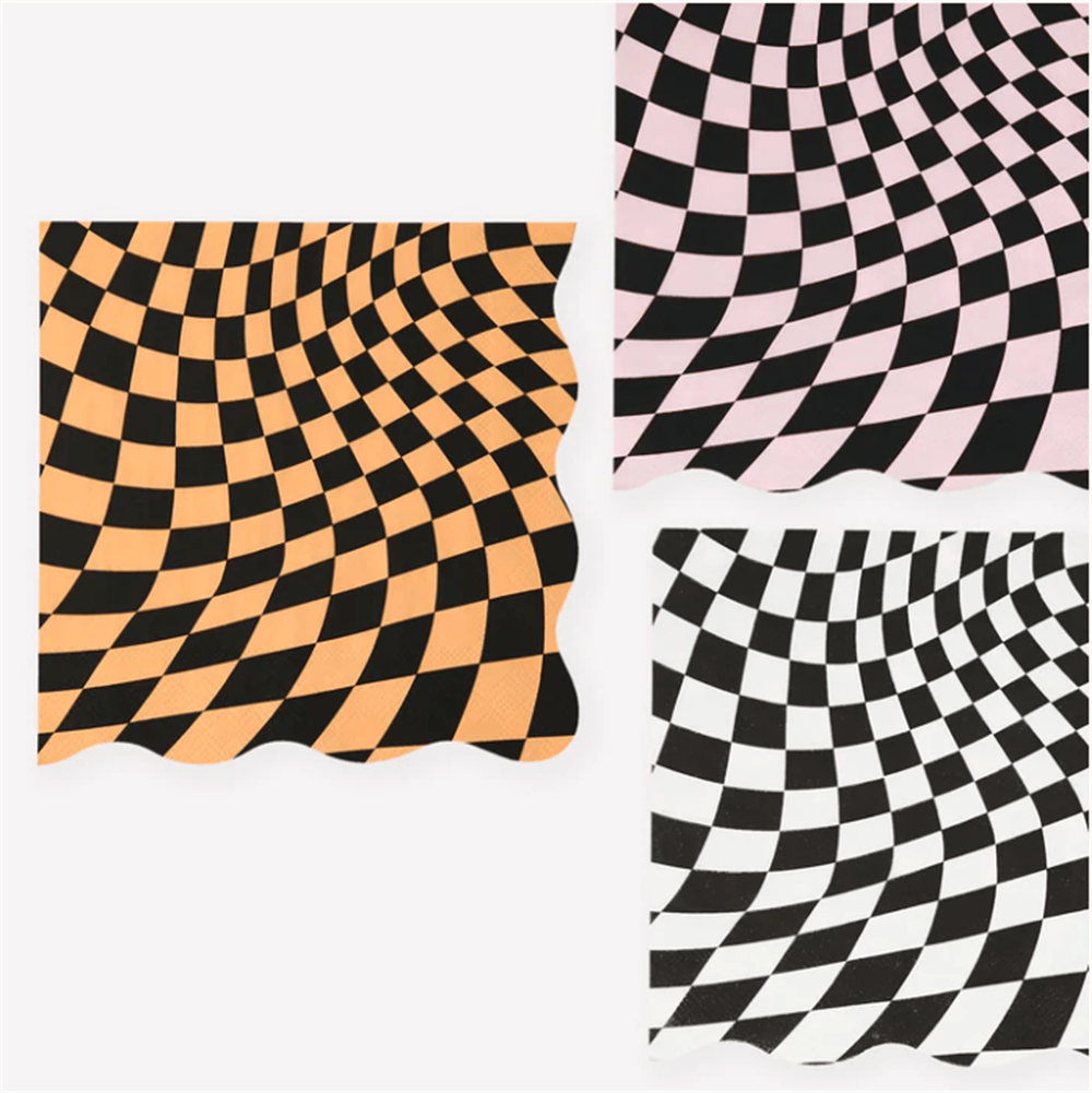 Meri Meri - Halloween Checker Large Napkins - Cadılar Bayramı Damalı Peçeteler (L) (16lı)