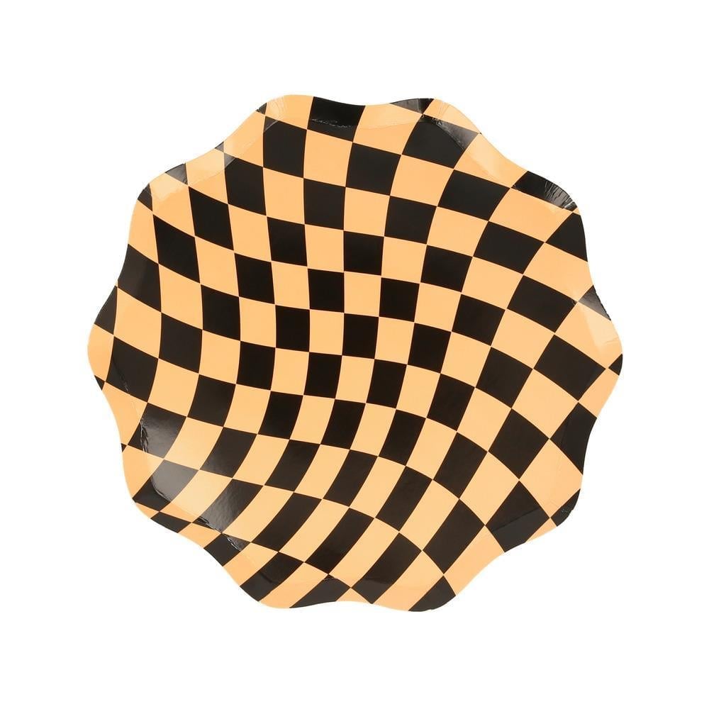 Meri Meri - Halloween Checker Side Plates - Cadılar Bayramı Damalı Tabaklar (M) (8Li)
