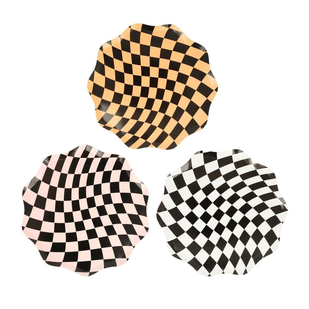 Meri Meri - Halloween Checker Side Plates - Cadılar Bayramı Damalı Tabaklar (M) (8Li)