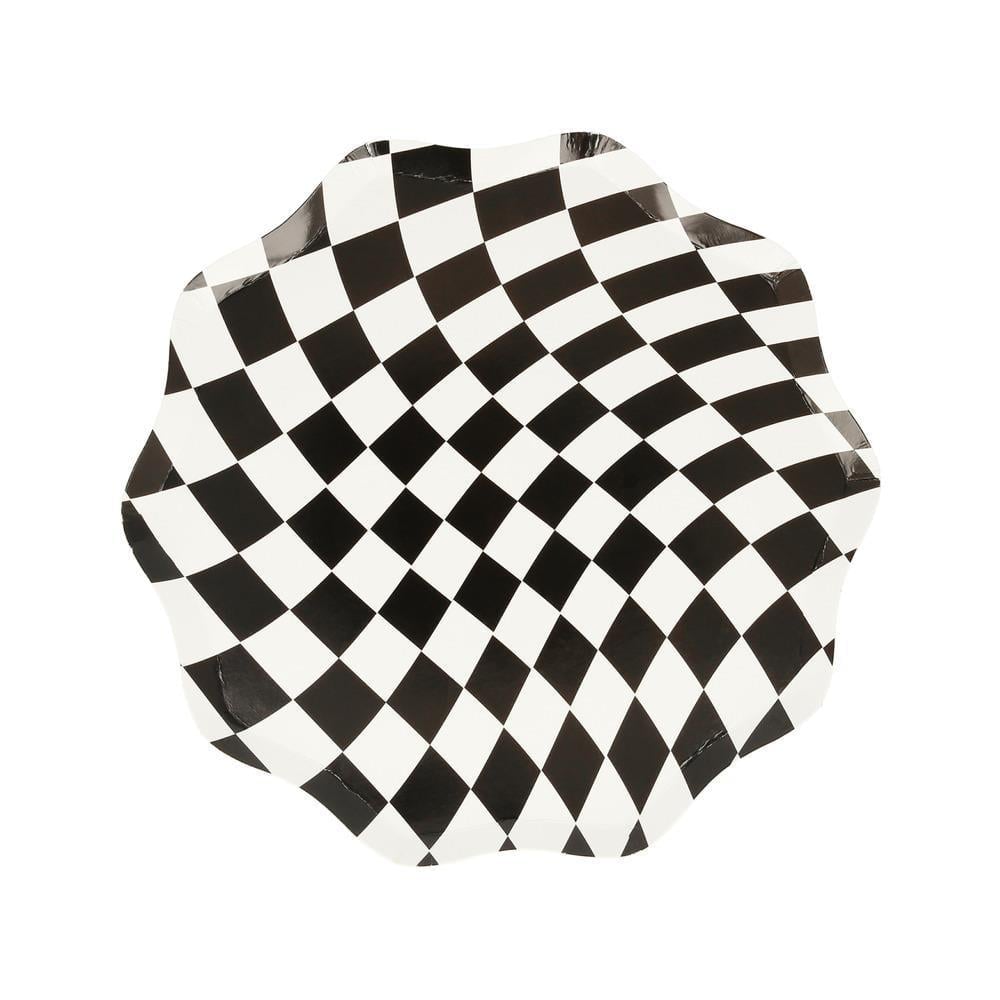 Meri Meri - Halloween Checker Side Plates - Cadılar Bayramı Damalı Tabaklar (M) (8Li)