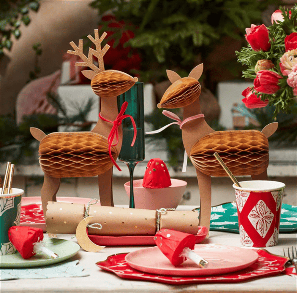 Meri Meri - Honeycomb Reindeer Family - Rengeyiği Ailesi Dekorlar (3Lü)