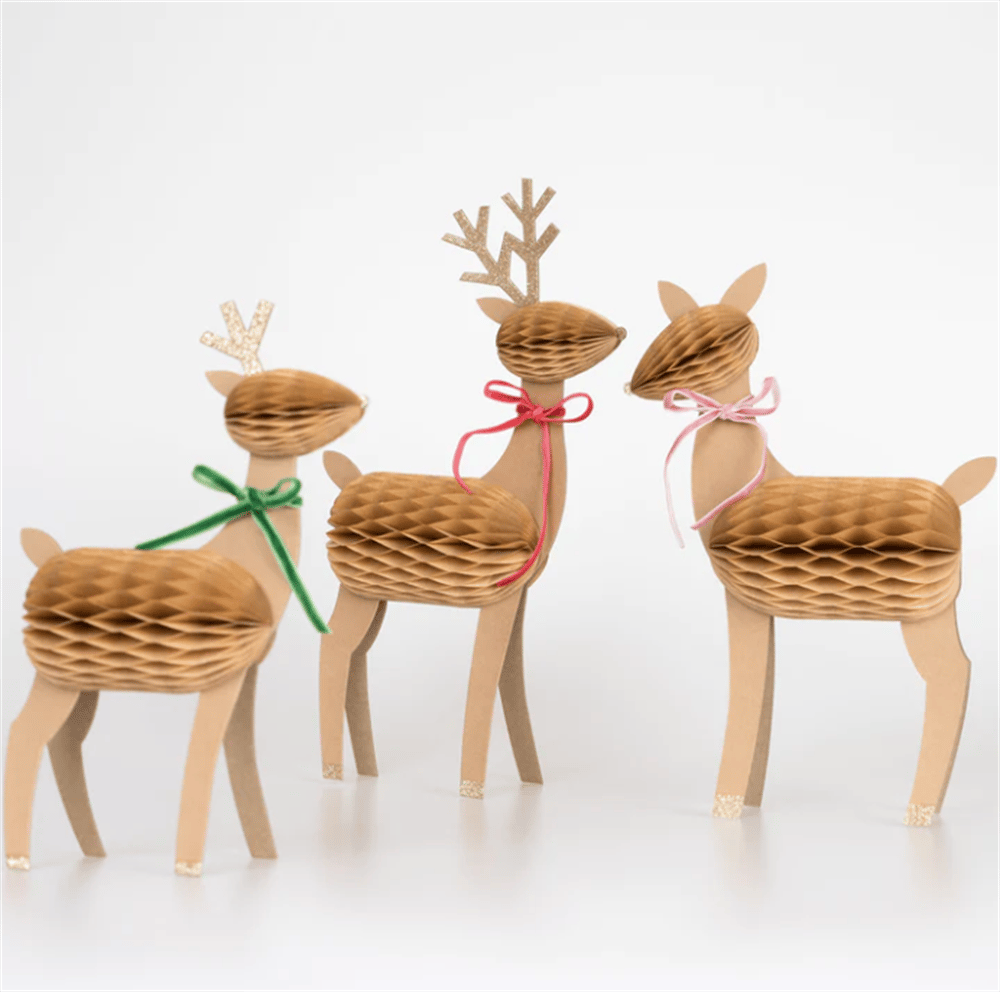 Meri Meri - Honeycomb Reindeer Family - Rengeyiği Ailesi Dekorlar (3Lü)