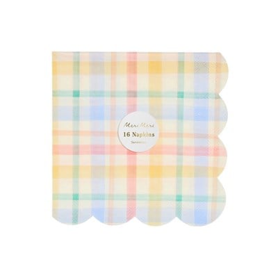 Meri Meri - Large Spring Plaid Napkins - Bahar Yeri Peçeteler - 16Lı