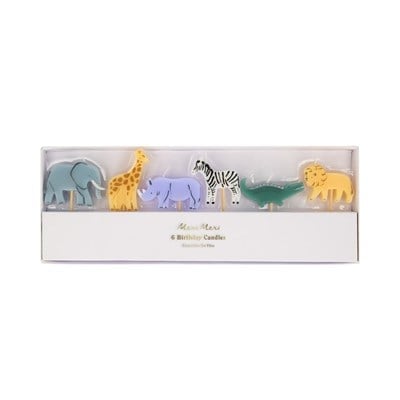 Meri Meri - Mini Safari Animal Candles - Mini Safari Hayvan Mumları - 6Lı