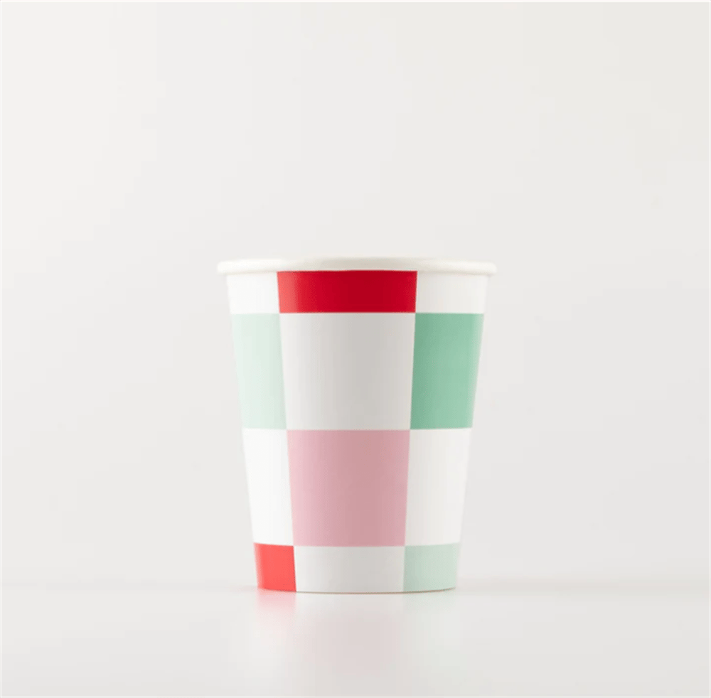 Meri Meri - Multi Check Cups - Kareli Bardaklar (8Li)