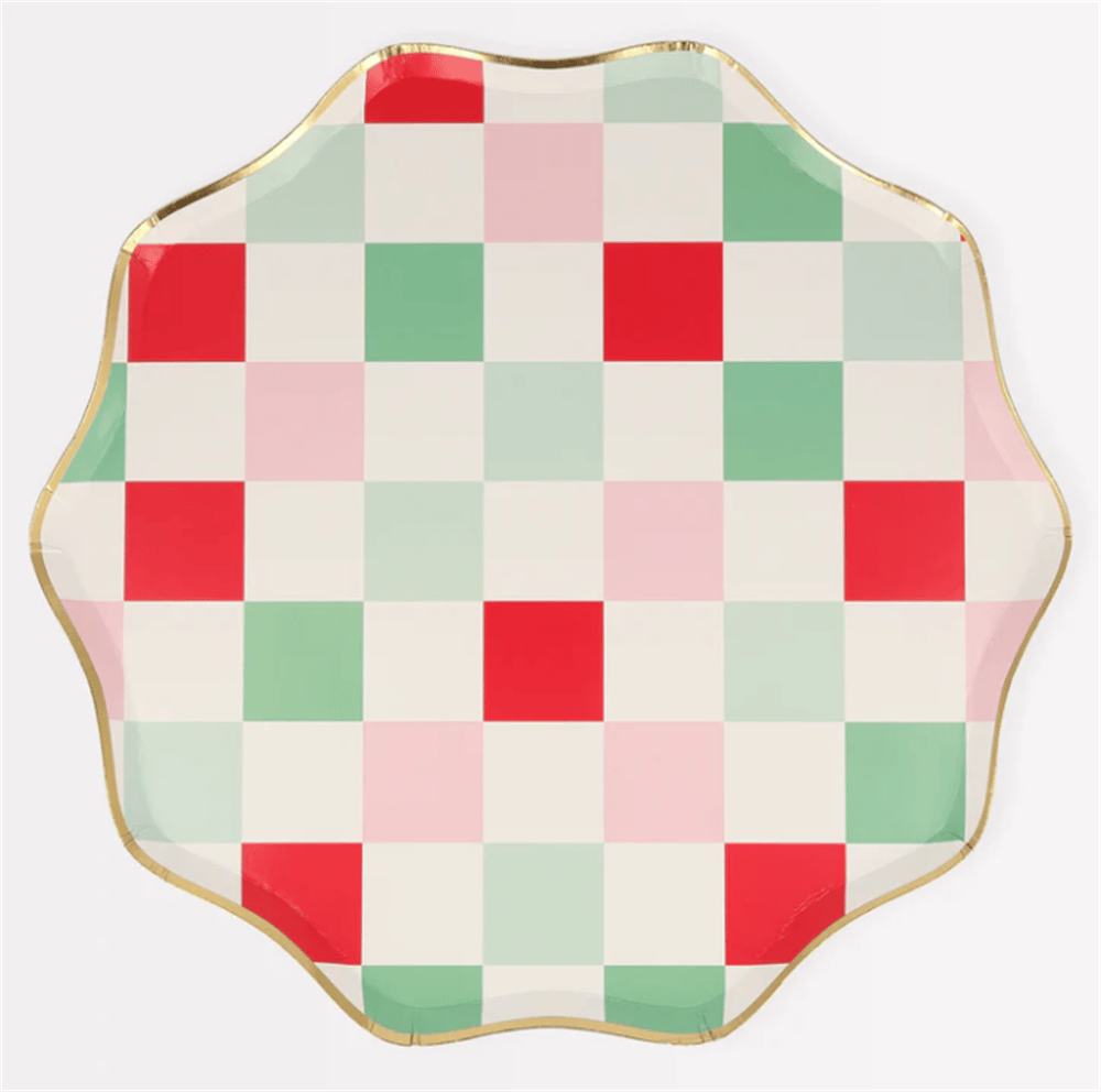Meri Meri - Multi Check Dinner Plates - Kareli Tabaklar (L) (8Li)