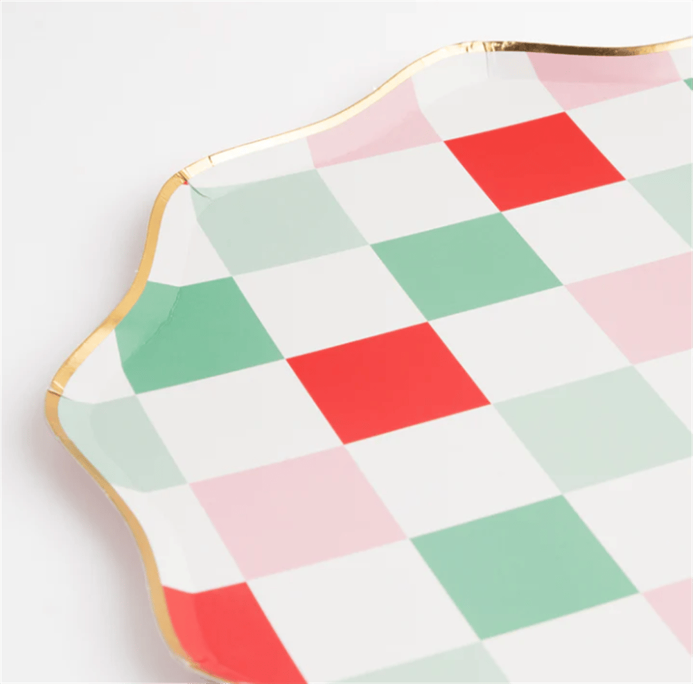 Meri Meri - Multi Check Dinner Plates - Kareli Tabaklar (L) (8Li)
