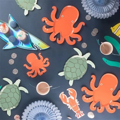 Meri Meri - Octopus Plates - Ahtapot Tabaklar - 8Li