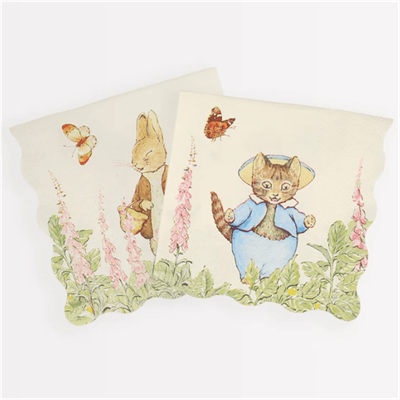 Meri Meri - Peter Rabbit In The Garden Large Napkins - Peter Rabbit Bahçede Peçeteler - L - 16Lı
