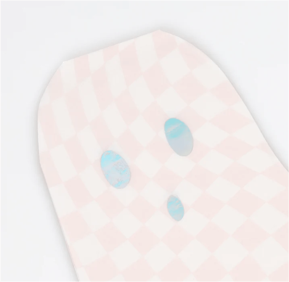 Meri Meri - Pink Checker Ghost Plates - Pembe Hayalet Tabaklar (8li)
