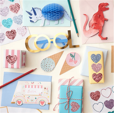 Meri Meri - Rainbow Glitter Heart Stickers - Parıltılı Kalp Çıkartmalar