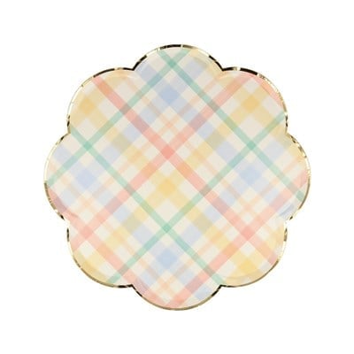 Meri Meri - Small Spring Plaid Plates - Bahar Yeri Tabaklar - S - 8li