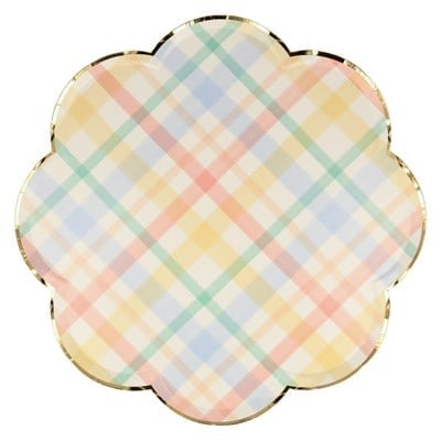 Meri Meri - Spring Plaid Dinner Plates - Bahar Yeri Tabaklar - L - 8li