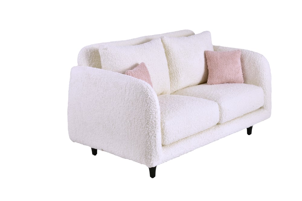 Pietra Beyaz 2li Koltuk, Pembe Kırlent