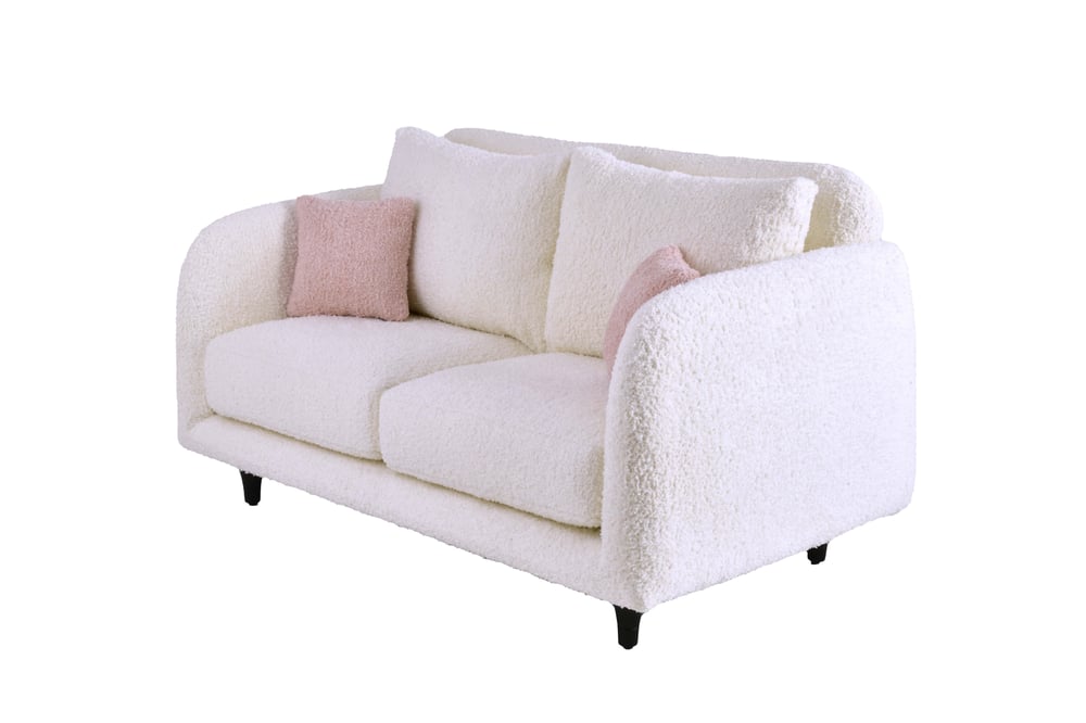 Pietra Beyaz 2li Koltuk, Pembe Kırlent