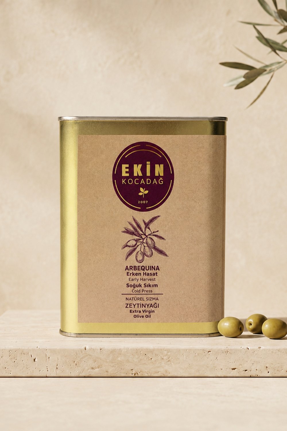 Ekin Kocadağ Arbequina Soğuk Sıkım Erken Hasat Zeytinyağı 2lt
