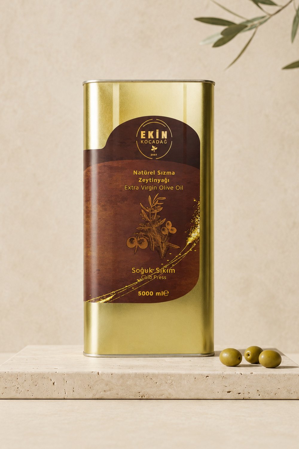 Edremit Olgun Hasat Soğuk Sıkım Naturel Sızma Zeytinyağı 5lt
