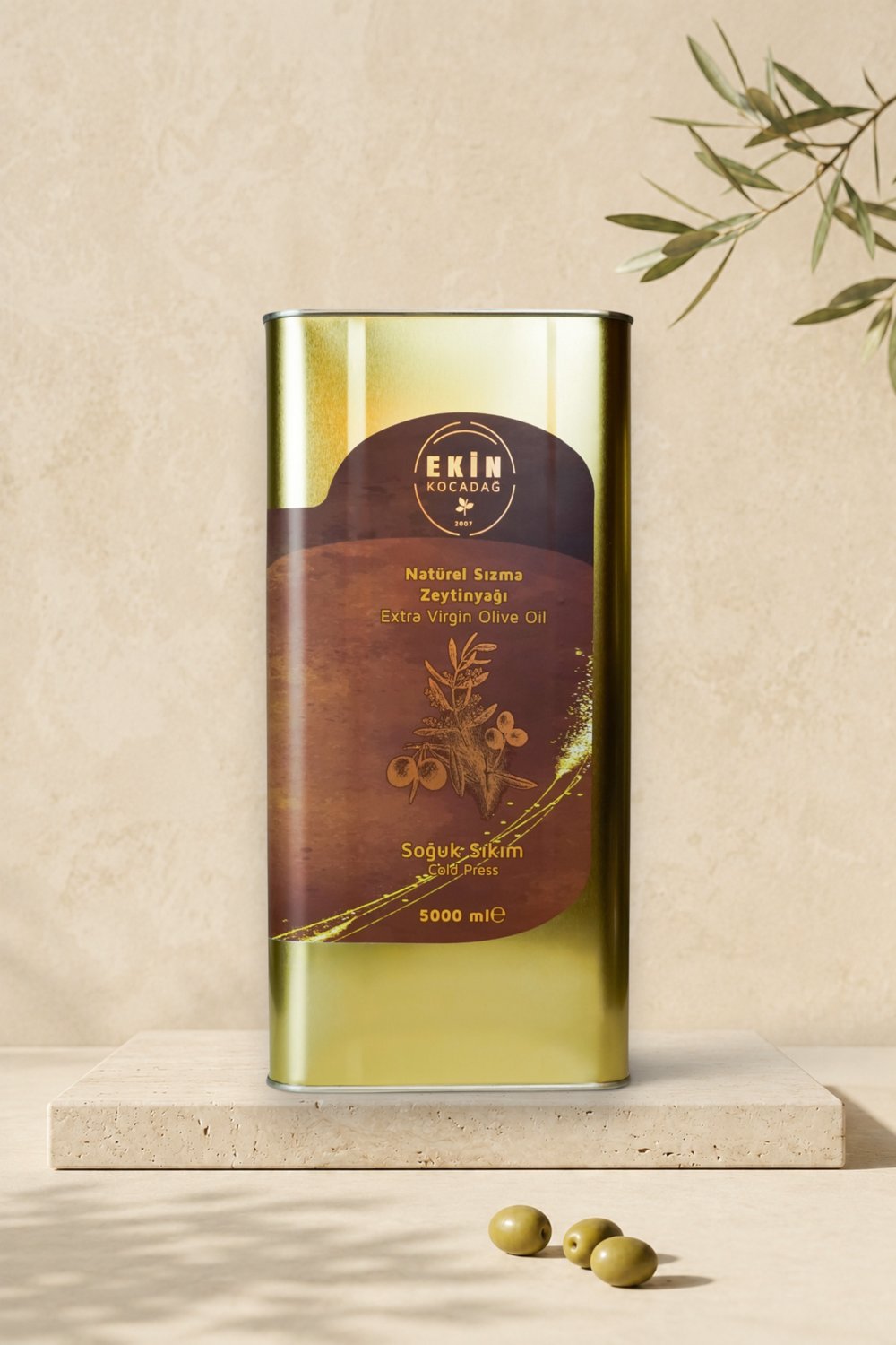 Edremit Olgun Hasat Soğuk Sıkım Naturel Sızma Zeytinyağı 5lt