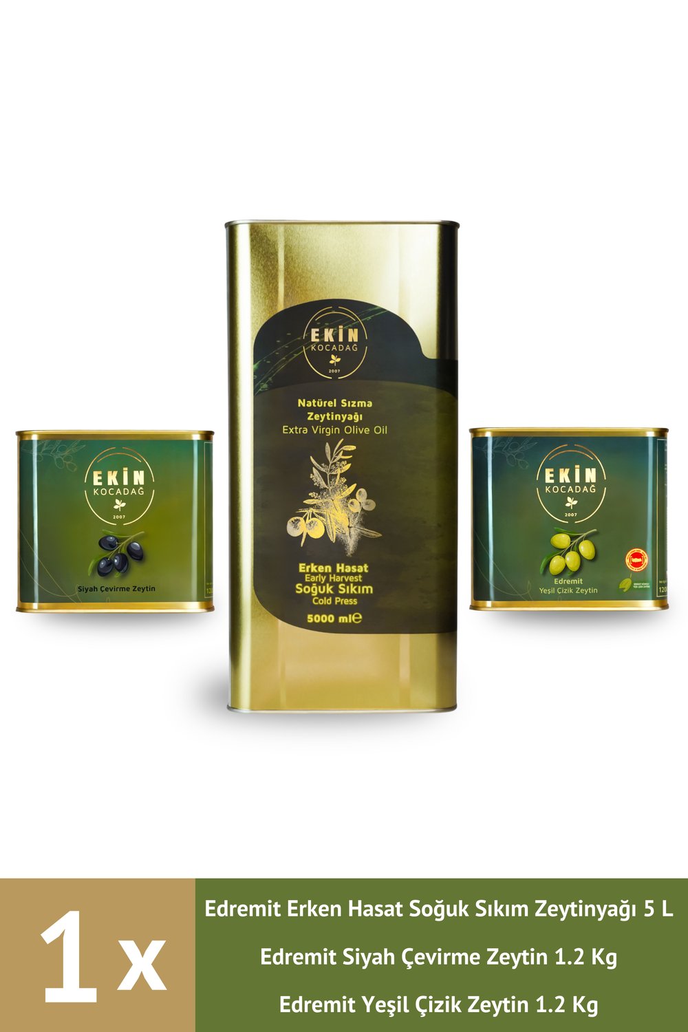 Edremit Zeytinyağı ve Zeytin Paketi (12 x 500ml)