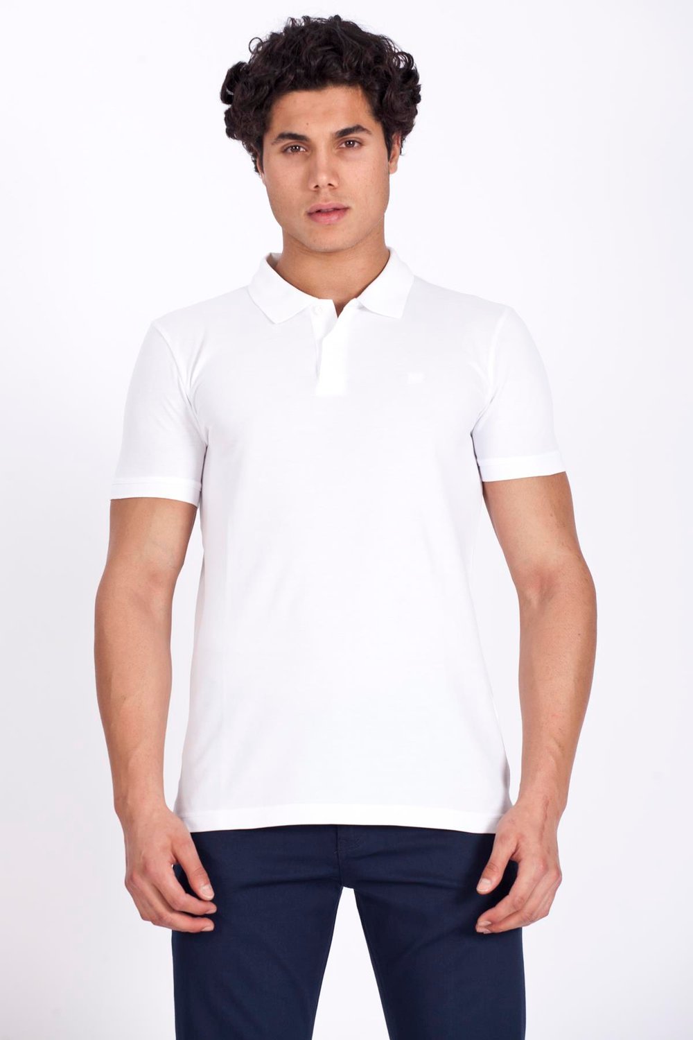 Erkek Polo Yaka Tişört Beyaz %100 Pamuk Slim Fit POLO T-SHİRT NCS JEANS 1055