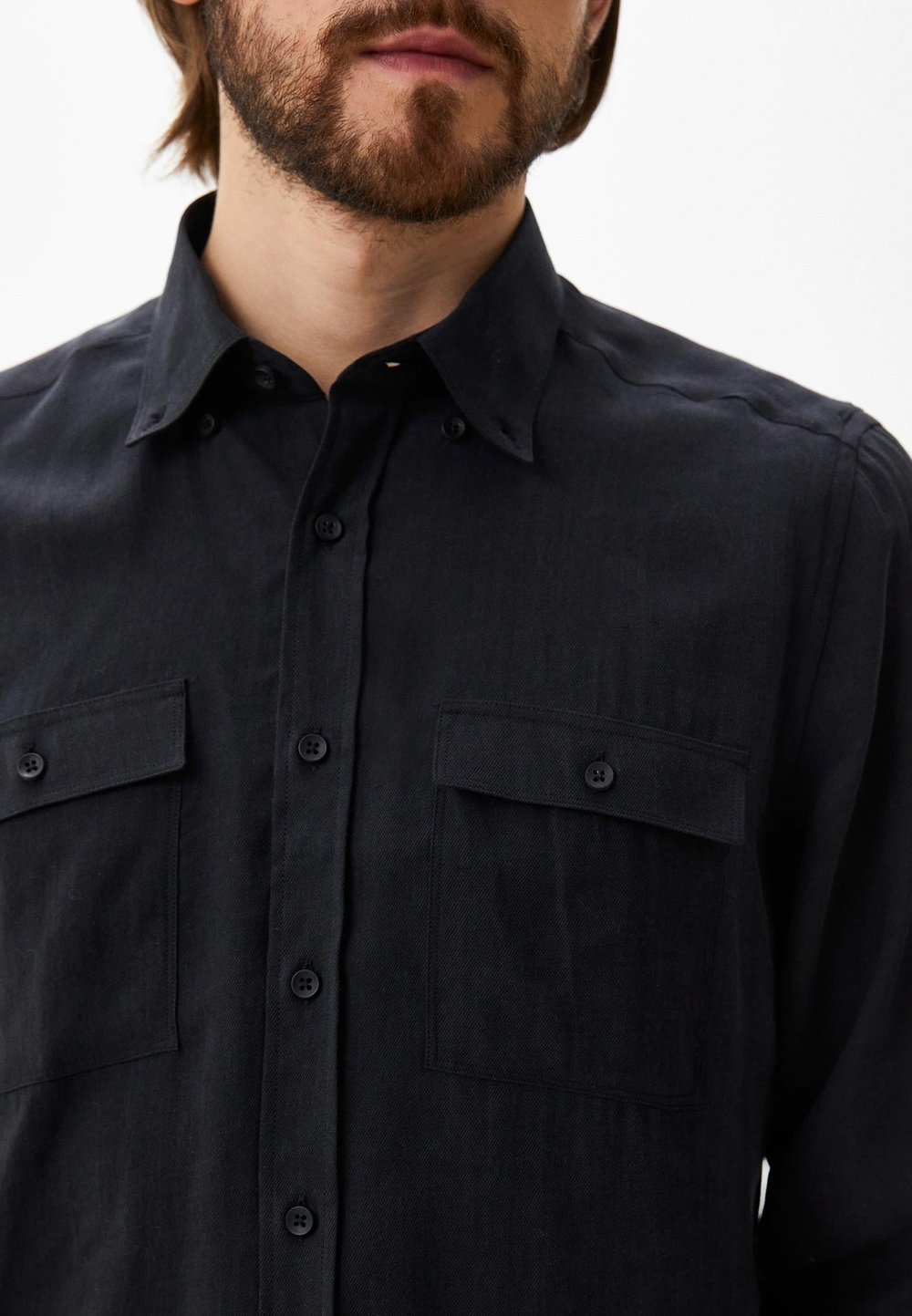 NCS JEANSErkek Gömlek Uzun Kol Siyah Slim Fit Düğmeli Yaka Shirt NCS JEANS 73287328