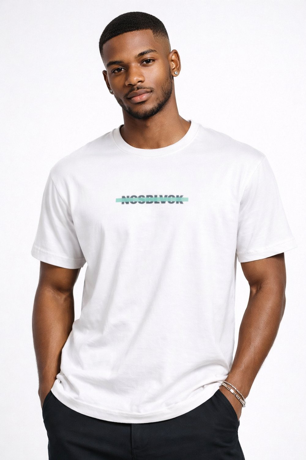 NCS Erkek Oversize Tişört Beyaz Sırt Baskılı Bisiklet Yaka %100 Pamuk Slim Fit Baskılı T-shirt NCS JEANS