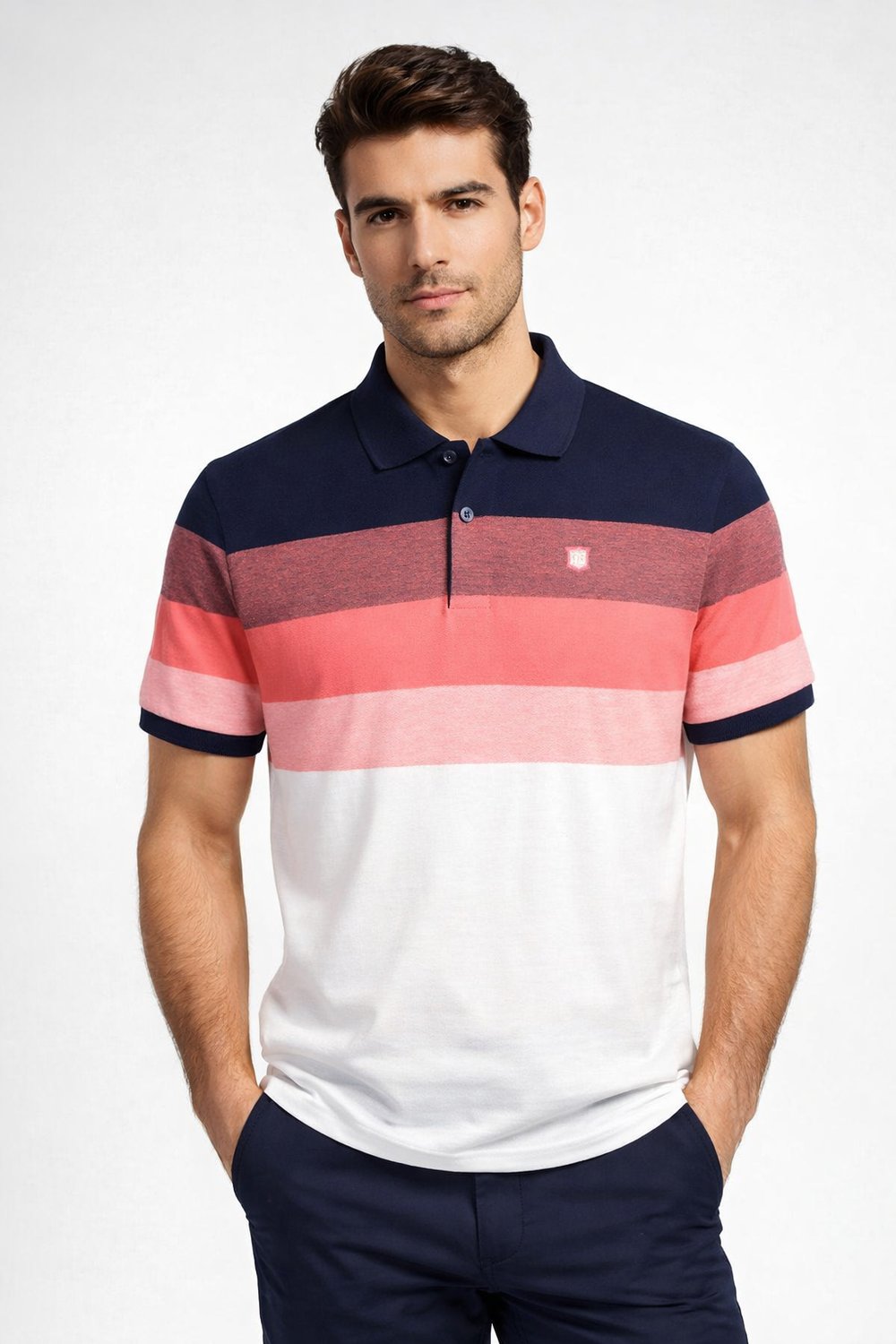 NCS JEANSErkek Polo Yaka Tişört Lacivert Slim Fit Desenli %100 Pamuk T-shirt NCS JEANS 12491249